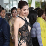 Vietnamese female model Ngoc Trinh shows off her sexy fashion coordination at the Cannes International Film Festival