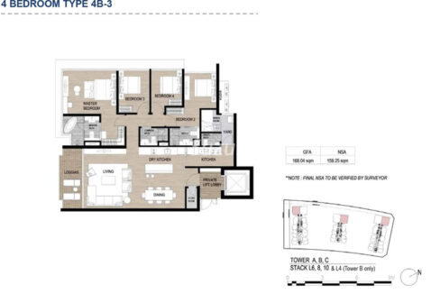 layout 04 bedrooms metrople thu thiem