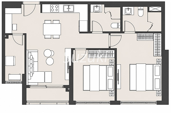 Lumiere Riverside 兩房戶型圖