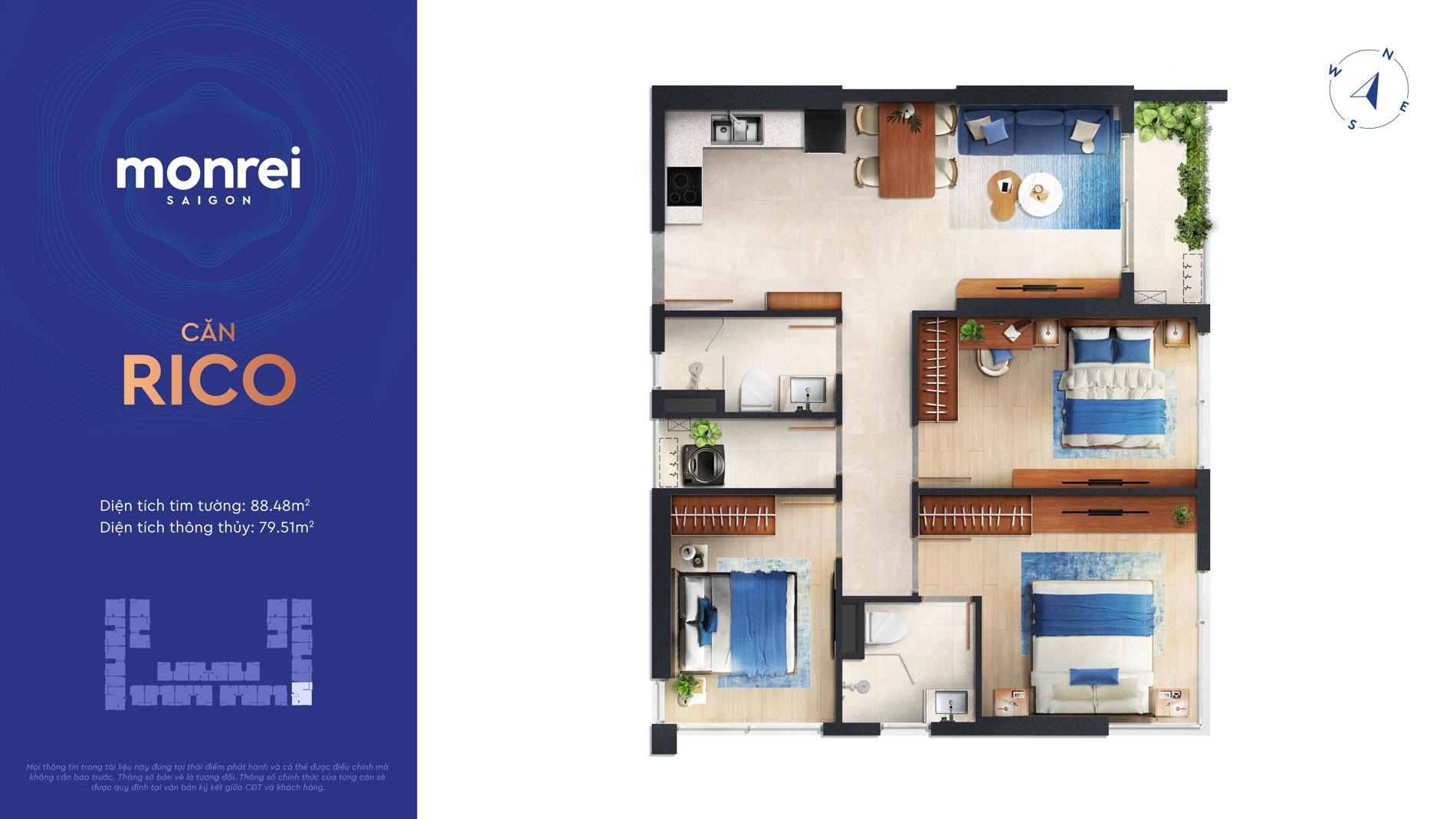 Monrei Saigon 3BR (RICO) 户型图